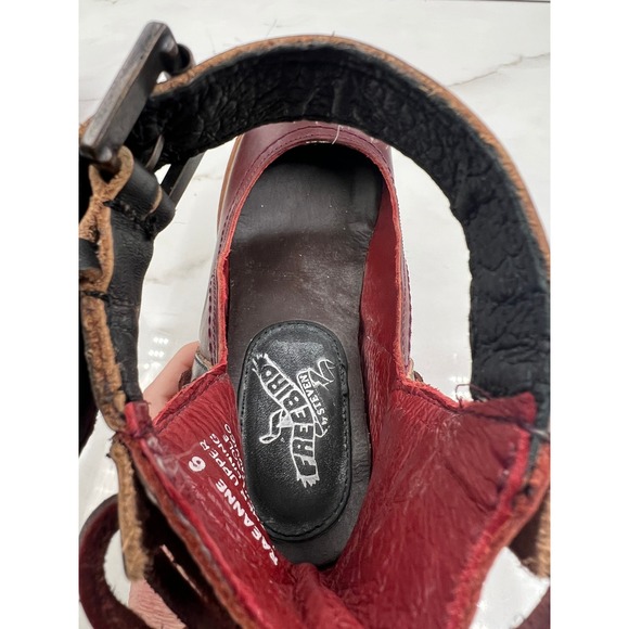 Freebird by Steven Randi Heels Womens Raeanne 6 Burgundy Leather Ankle Strap - Picture 8 of 13